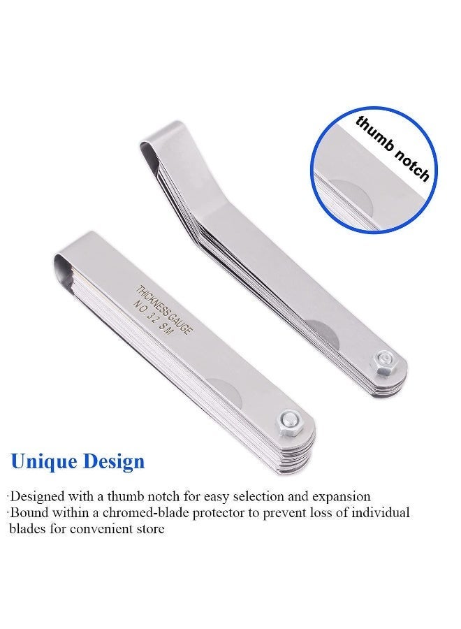 ChicAbode 1 حزمة مقياس شعور مع 32 شفرة و 1 حزمة مقياس شعور تعويض مع 16 شفرة ، لقياس عرض الفجوة وسمكها ، مقياس مزدوج علامة مترية وأداة قياس الفجوة الإمبراطورية - Image 4